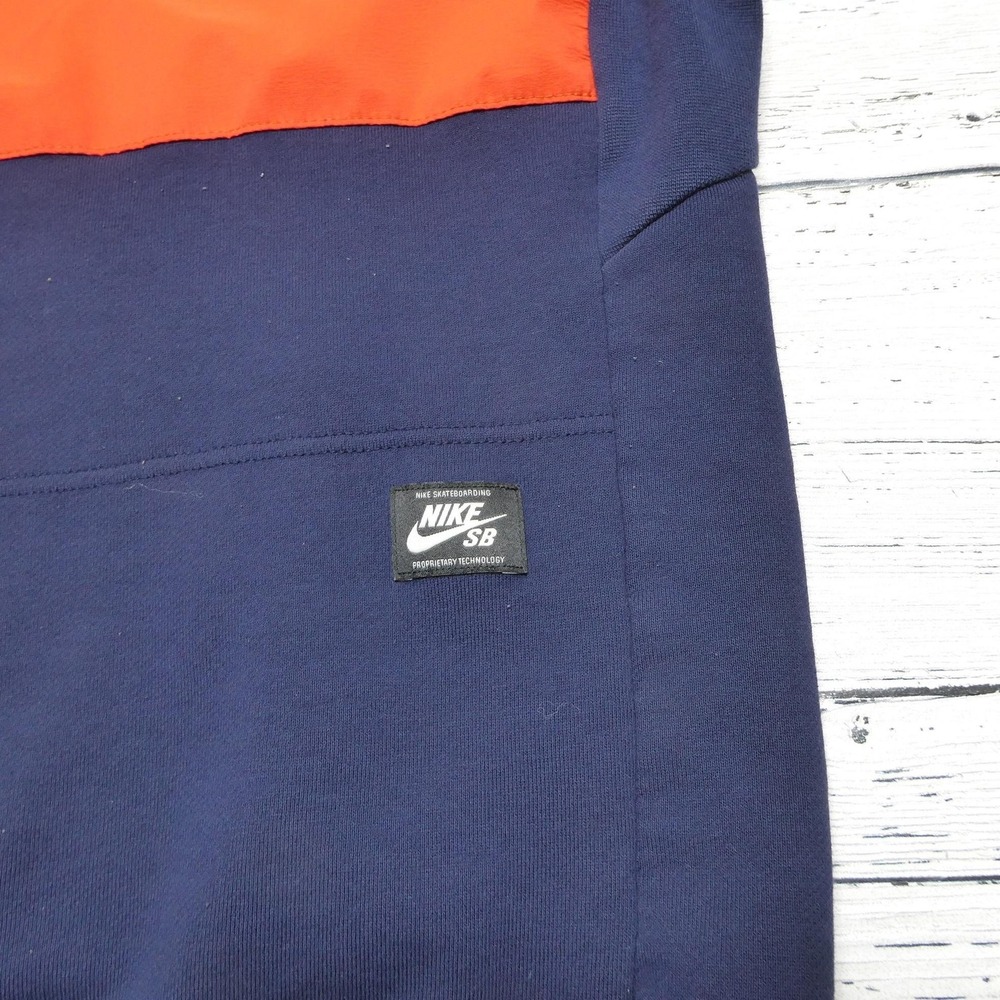 Nike SB Hoodie Mens Large Orange Navy Pullover Anorak Skateboarding Colorblock - Picture 9 of 14